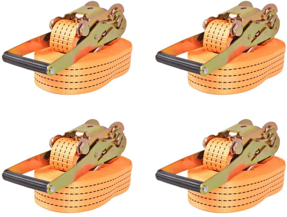 vidaXL surringsbånd med skralde 4 stk. 2 ton 8 m x 50 mm orange vidaXL surringsbånd med skralde 4 stk. 2 ton 8 m x 50 mm orange