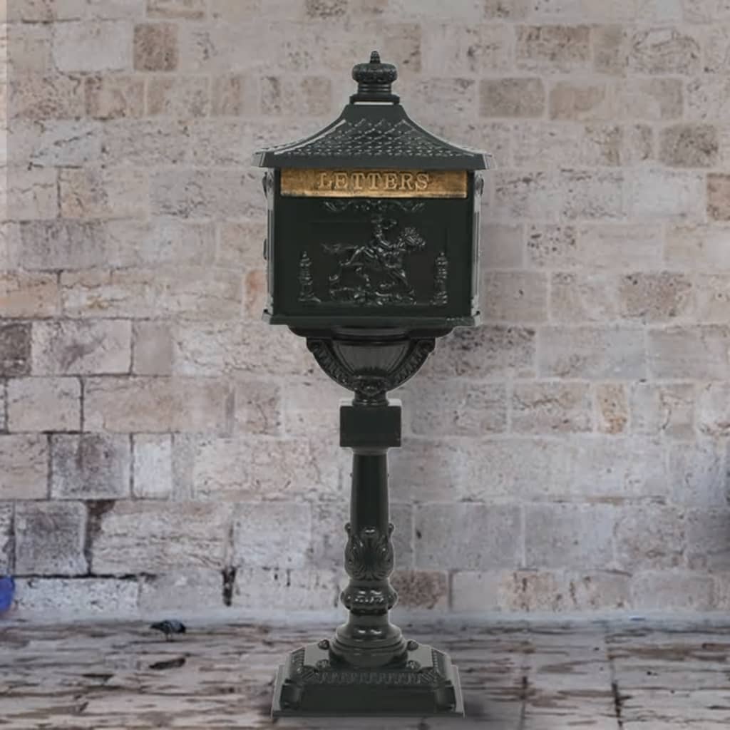 vidaXL postkasse med piedestal aluminium vintagestil rustbestandig grøn vidaXL postkasse med piedestal aluminium vintagestil rustbestandig grøn