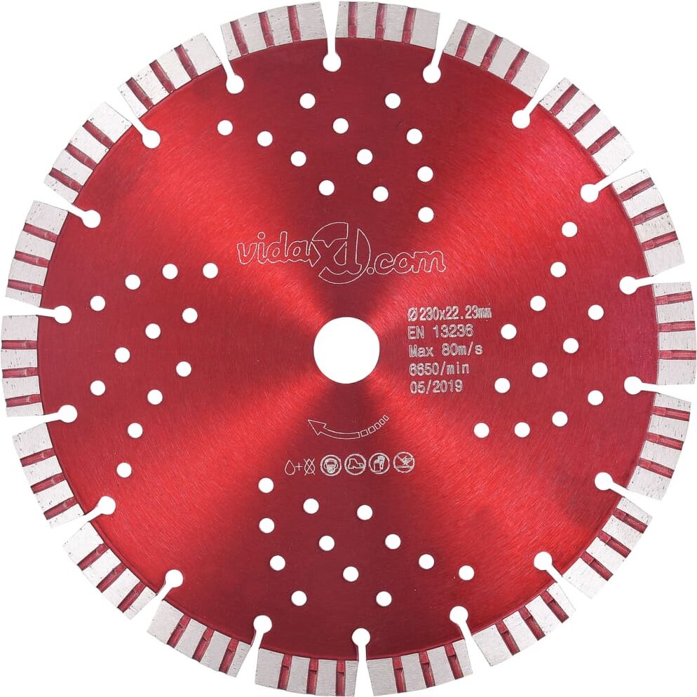 vidaXL diamantskæreskive med turbo og huller 230 mm stål vidaXL diamantskæreskive med turbo og huller 230 mm stål