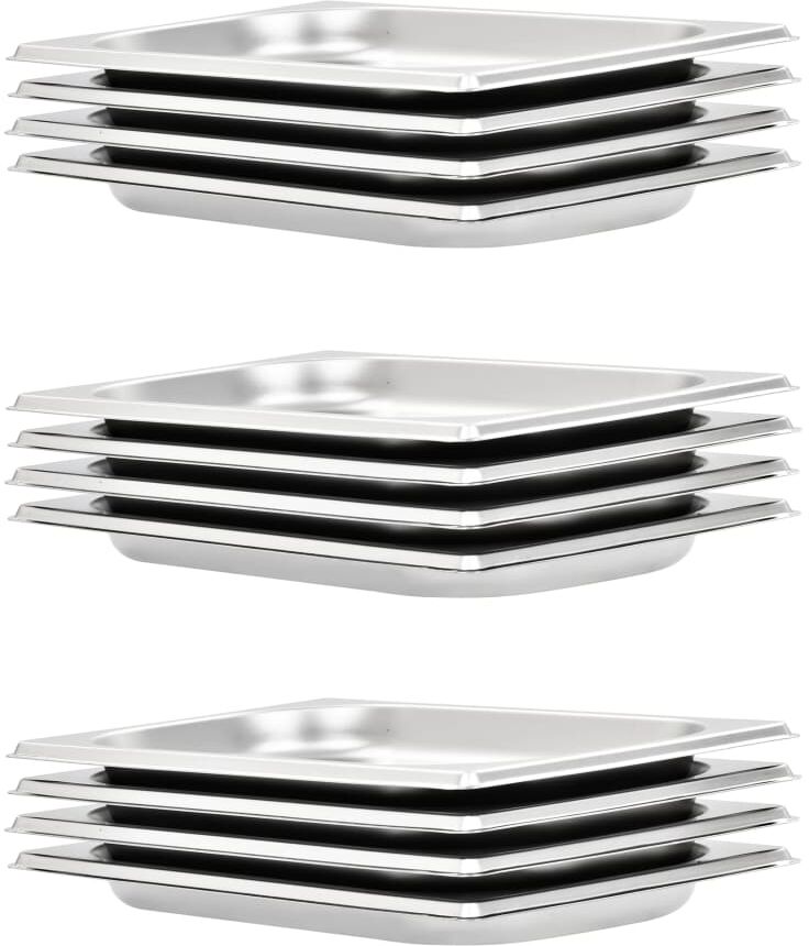 vidaXL gastronorm beholder 12 stk. GN 1/4 20 mm rustfrit stål