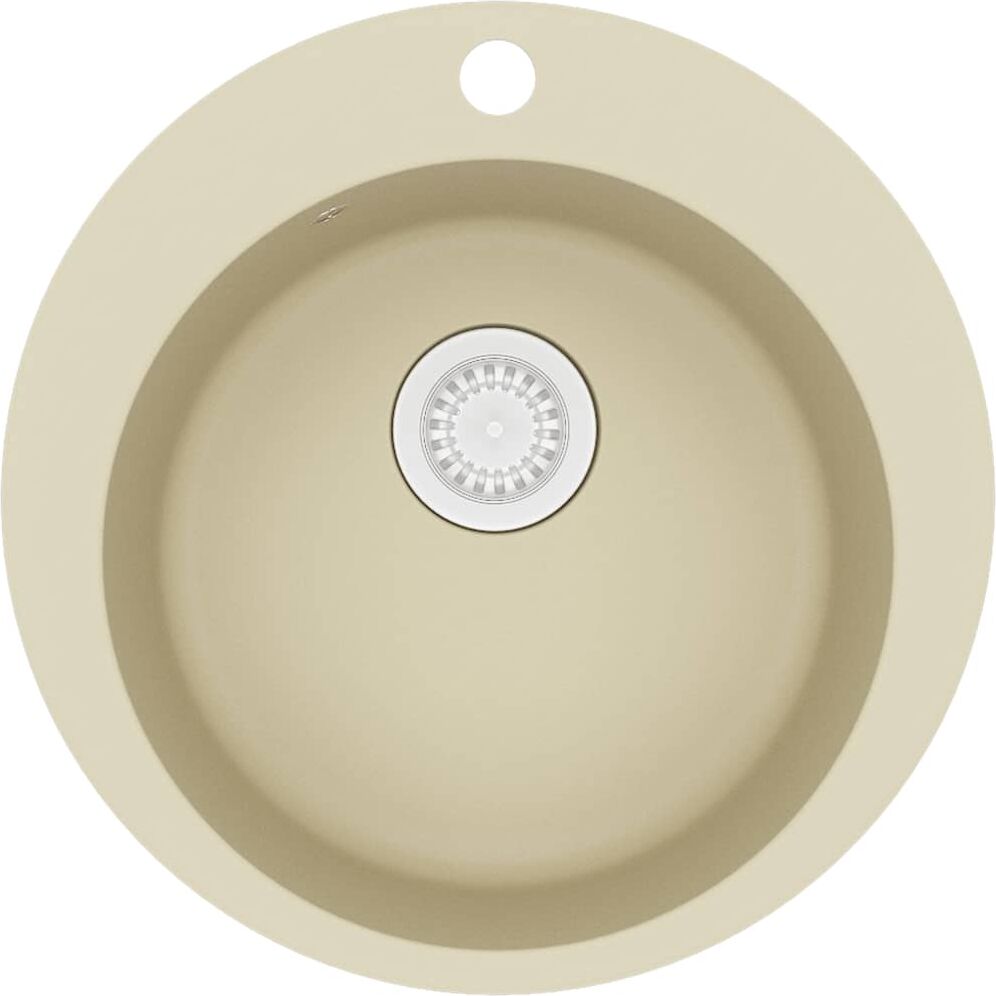 vidaXL køkkenvask granit enkelt vask rund beige vidaXL køkkenvask granit enkelt vask rund beige