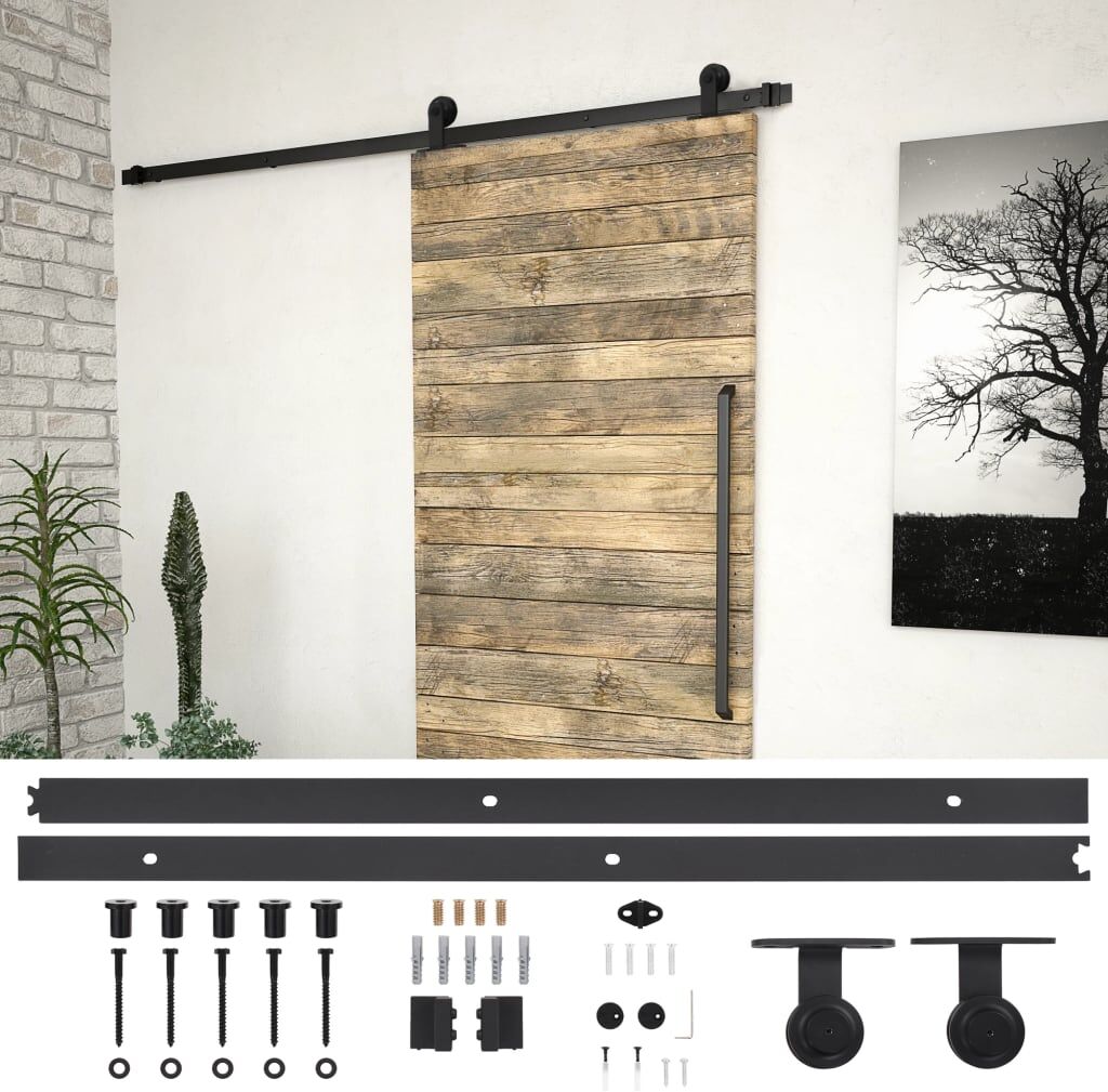 vidaXL skinnesæt til skydedør 200 cm stål sort vidaXL skinnesæt til skydedør 200 cm stål sort