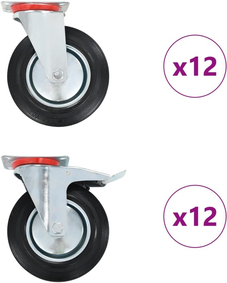 vidaXL drejehjul 24 stk. 200 mm vidaXL drejehjul 24 stk. 200 mm