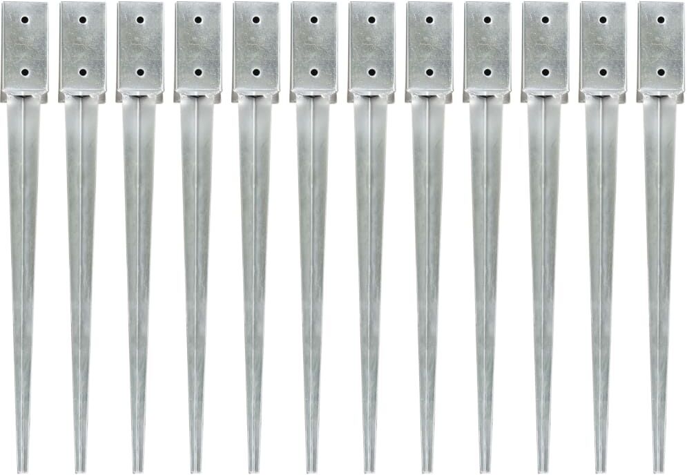 vidaXL jordpløkker 12 stk. 7 x 7 x 75 cm galvaniseret stål sølvfarvet vidaXL jordpløkker 12 stk. 7 x 7 x 75 cm galvaniseret stål sølvfarvet