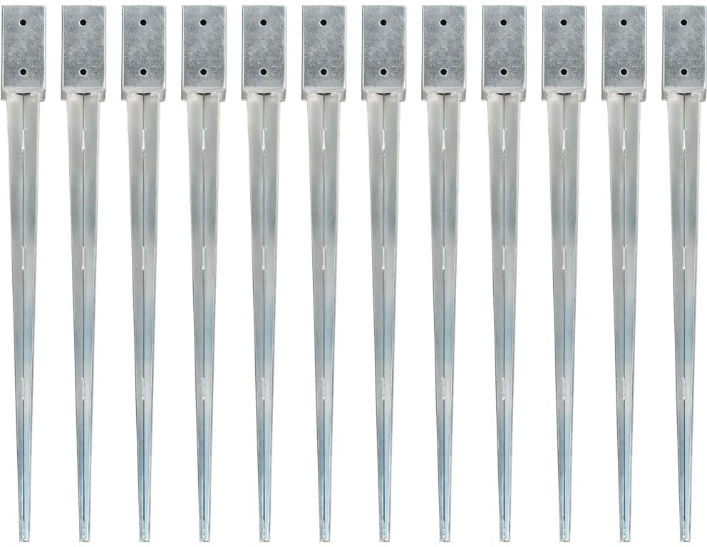 vidaXL jordpløkker 12 stk. 7 x 7 x 90 cm galvaniseret stål sølvfarvet vidaXL jordpløkker 12 stk. 7 x 7 x 90 cm galvaniseret stål sølvfarvet