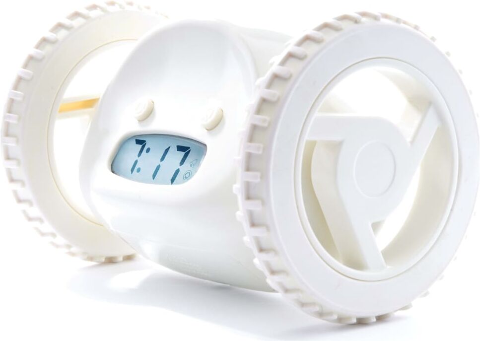 Clocky vækkeur på hjul hvid Clocky vækkeur på hjul hvid