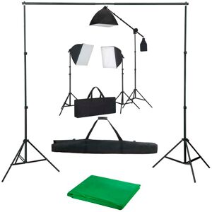 vidaXL fotostudieudstyr med softbox-lamper og baggrund