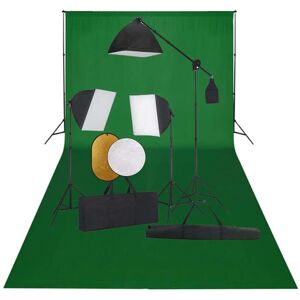 vidaXL fotostudieudstyr med softbox-lamper, baggrund og reflektor