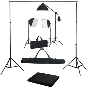 vidaXL fotostudieudstyr med softbox-lamper og baggrund