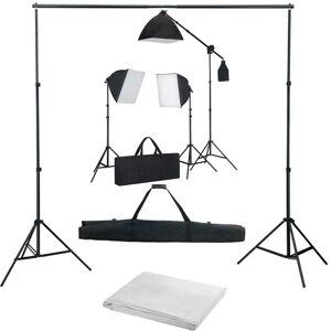 vidaXL fotostudieudstyr med softbox-lamper og baggrund