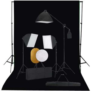 vidaXL fotostudieudstyr med softbox-lamper, baggrund og reflektor