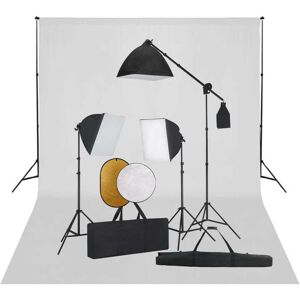 vidaXL fotostudieudstyr med softbox-lamper, baggrund og reflektor