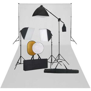 vidaXL fotostudieudstyr med softbox-lamper, baggrund og reflektor