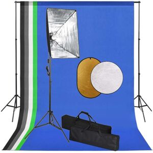 vidaXL fotostudiesæt med softbox-lamper, baggrund og reflektor