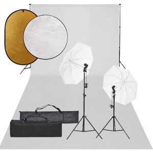 vidaXL fotostudiesæt med lampesæt + baggrund og reflektor