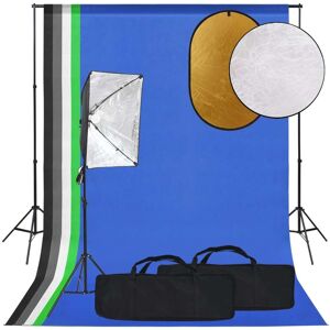 vidaXL fotostudiesæt med softboxlampe + baggrund og reflektor