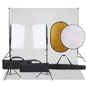 vidaXL fotostudiesæt med lampesæt + baggrund og reflektor