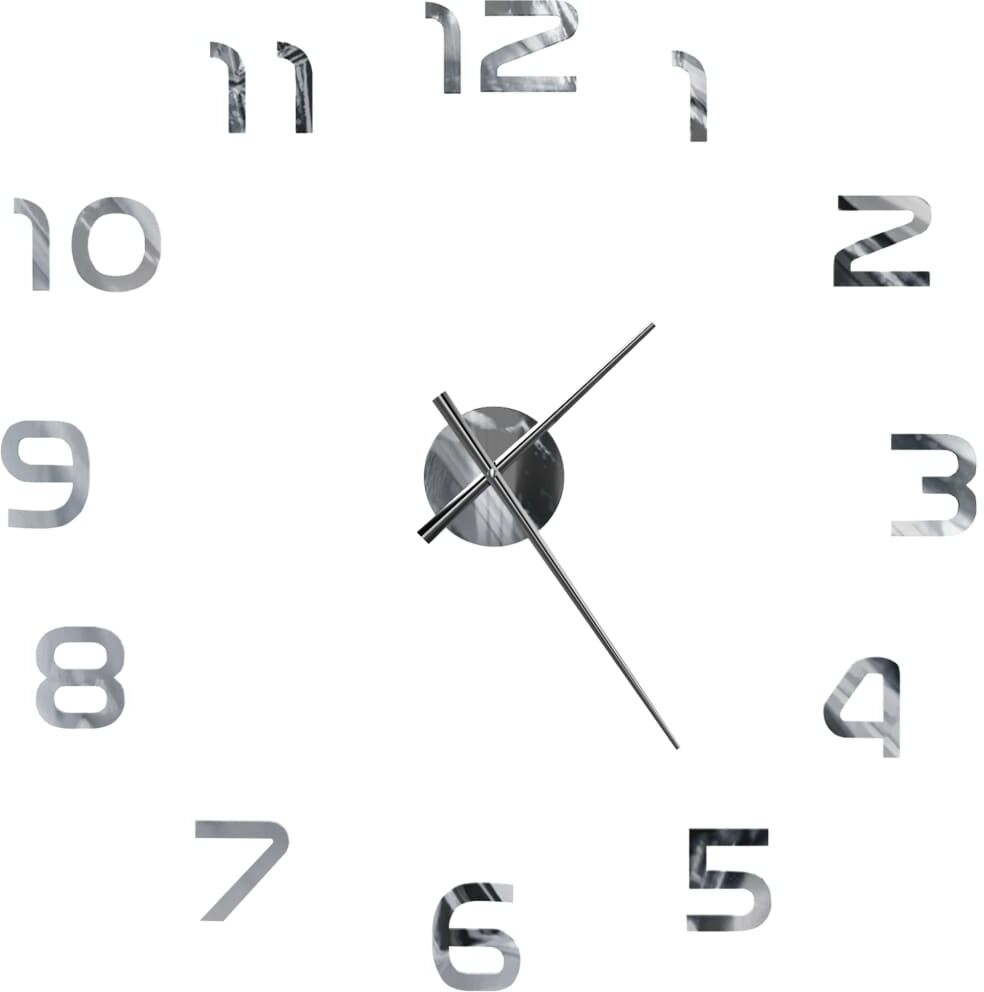 vidaXL 3D-vægur moderne design 100 cm XXL sølvfarvet vidaXL 3D-vægur moderne design 100 cm XXL sølvfarvet