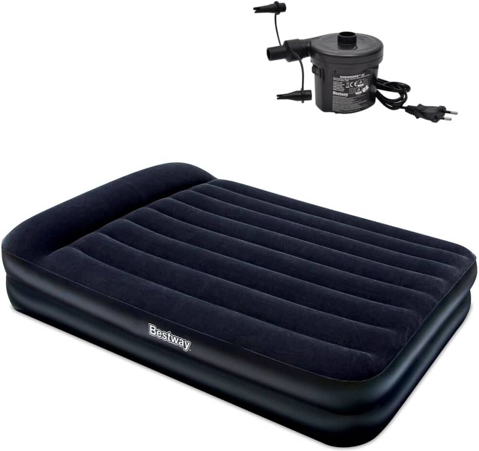 Bestway oppustelig luftmadras velour med luftpumpe 203 x 157 x 47 cm Bestway oppustelig luftmadras velour med luftpumpe 203 x 157 x 47 cm