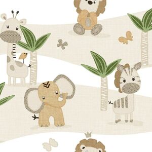 Noordwand tapet Mondo Baby Jungle Animals brun og beige