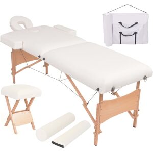 vidaXL foldbart massagebord med skammel 2 zoner 10 cm tyk hynde hvid