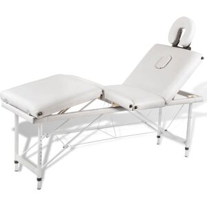 vidaXL Cremefarvet sammenfoldeligt massagebord med aluminiumsstel,4 zoner