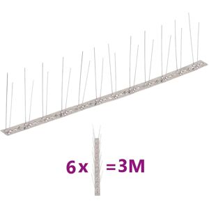 vidaXL fuglepigge 2 rækker sæt af 6 stk. 3 m rustfrit stål