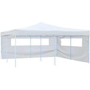 vidaXL foldbar pavillon med 2 sidevægge 5x5 m hvid