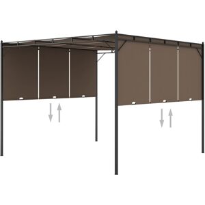 vidaXL havepavillon med gardin 3x3x2,25 m gråbrun