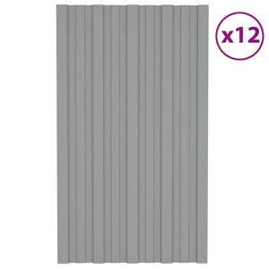 vidaXL tagplader 12 stk. 80x45 cm galvaniseret stål grå