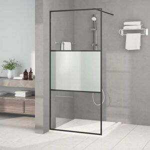 vidaXL brusevæg 90x195 cm halvmatteret sikkerhedsglas sort