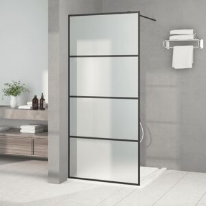 vidaXL brusevæg 90x195 cm matteret sikkerhedsglas sort