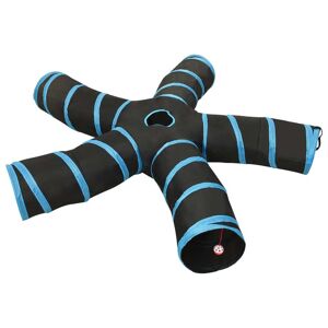 vidaXL 5-vejs kattetunnel 25 cm polyester sort og blå