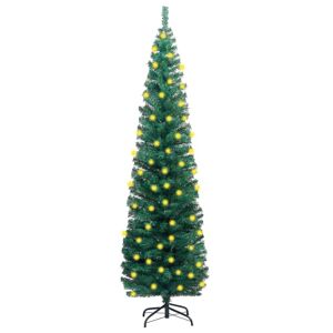 vidaXL smalt kunstigt juletræ med LED og fod 180 cm PVC grøn