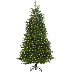 vidaXL kunstigt juletræ med LED-lys 240 cm PVC og PE grøn