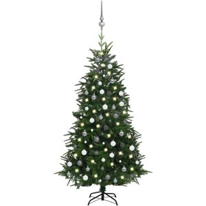 vidaXL kunstigt juletræ med LED og kuglesæt 180 cm PVC PE grøn