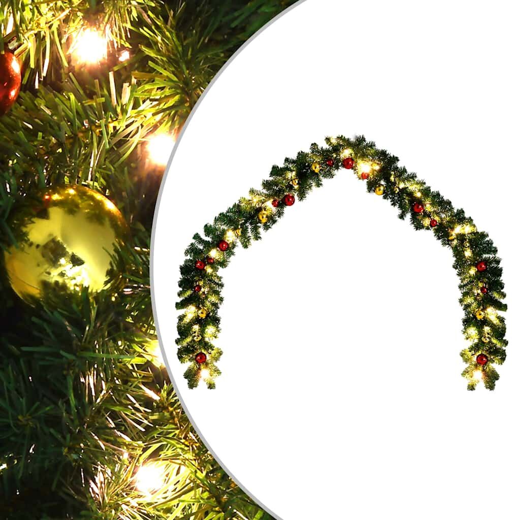 vidaXL juleguirlande dekoreret med kugler og LED-lys 5 m vidaXL juleguirlande dekoreret med kugler og LED-lys 5 m