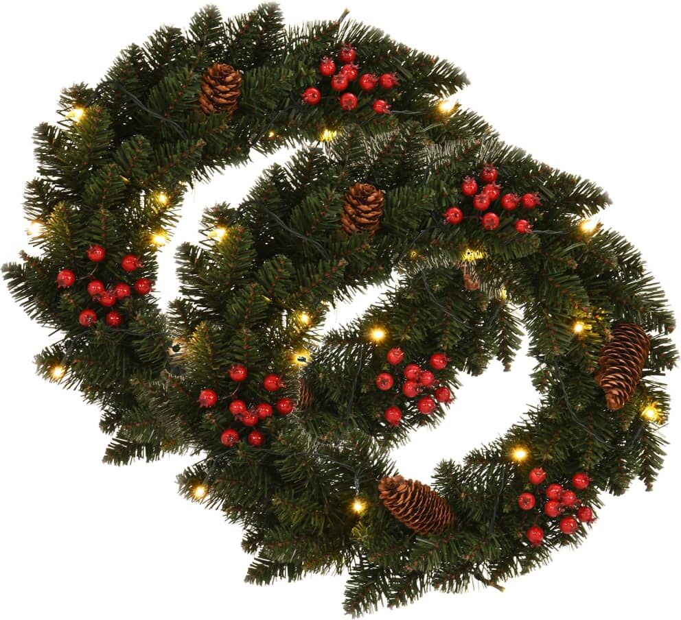 vidaXL julekranse med pynt 2 stk. 45 cm grøn vidaXL julekranse med pynt 2 stk. 45 cm grøn