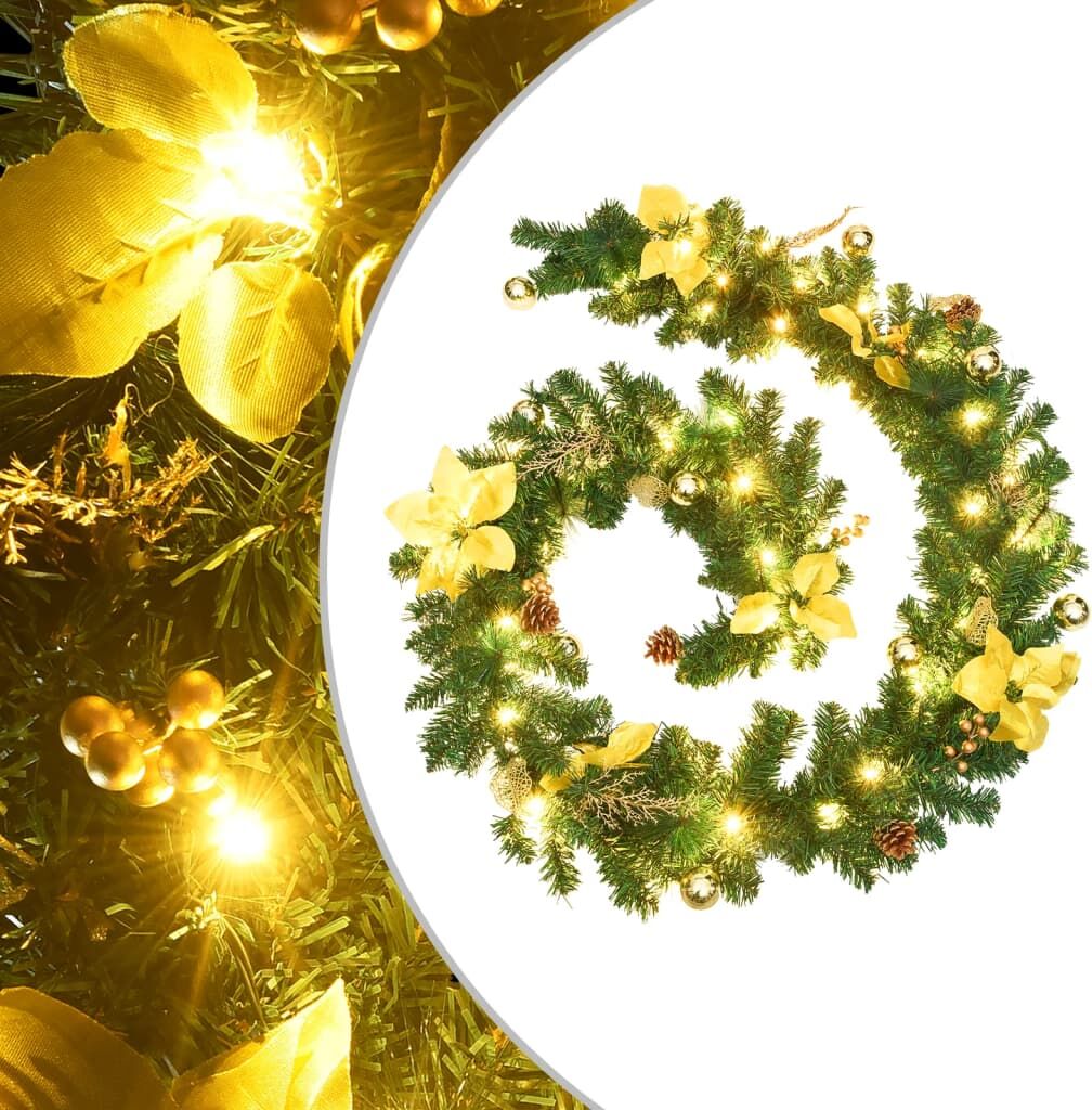vidaXL juleguirlande med LED-lys 2,7 m PVC grøn vidaXL juleguirlande med LED-lys 2,7 m PVC grøn