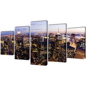 vidaXL Kanvasbilledsæt fugleperspektiv af New York skyline 100 x 50 cm