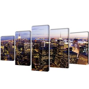 vidaXL Kanvasbilledsæt fugleperspektiv af New York skyline 100 x 50 cm
