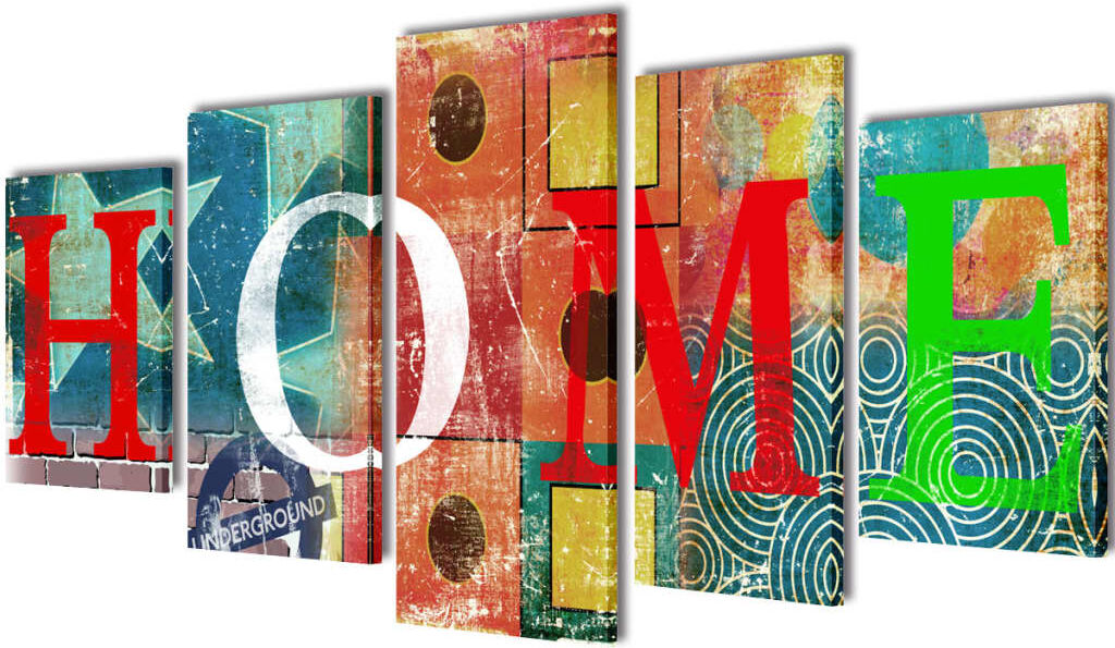 vidaXL kanvasbilledsæt farverigt Home-design 200 x 100 cm vidaXL kanvasbilledsæt farverigt Home-design 200 x 100 cm