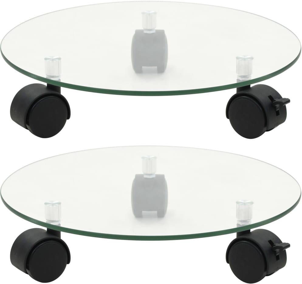 vidaXL plantevogne 2 stk. hærdet glas 28 cm rund vidaXL plantevogne 2 stk. hærdet glas 28 cm rund