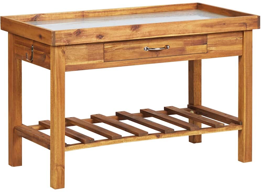 vidaXL arbejdsbord til haven med zinktop massivt akacietræ vidaXL arbejdsbord til haven med zinktop massivt akacietræ