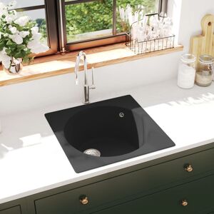 vidaXL køkkenvask med overløbshul granit sort