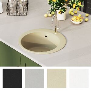 vidaXL køkkenvask granit enkelt vask rund beige