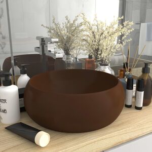 vidaXL luksuriøs håndvask 40x15 cm rund keramik mat mørkebrun
