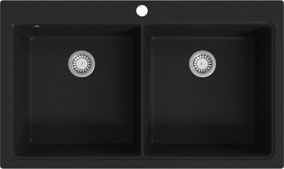 vidaXL Overflademonteret dobbelt køkkenvask i granit, sort vidaXL Overflademonteret dobbelt køkkenvask i granit, sort