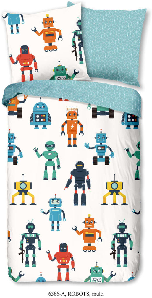 Good Morning sengetøj til børn Robots 135 x 200 cm Good Morning sengetøj til børn Robots 135 x 200 cm
