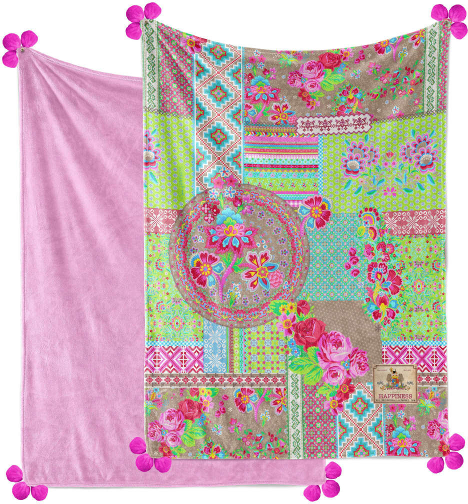 Happiness plaid ZALIPIE 150 x 200 cm dobbelt-fløjl Happiness plaid ZALIPIE 150 x 200 cm dobbelt-fløjl